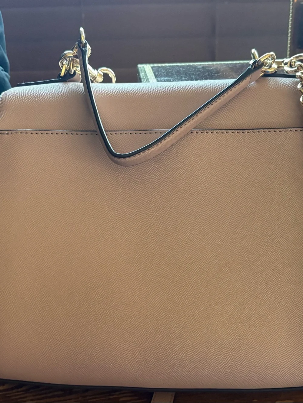 Michael Kors Blush Leather Shoulder Bag with Gold Chain